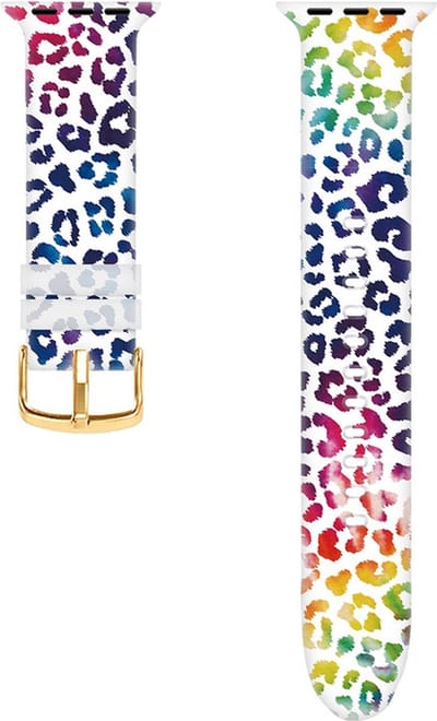 Siliconen bandje - geschikt voor Apple Watch 1/2/3/4/5/6/7/8/9/10/11/ SE (1,2,3) met maat 38 mm / 40 mm / 41 mm en 42 mm (Watch 10/11) - rainbow panter