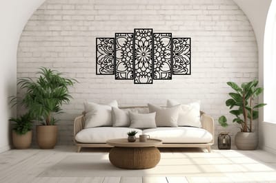 Mandala muurdecoratie - Wanddecoratie - Deco - Zwart - Hout - Decoratie - Art - Muurdecoratie - Line art - Wall art - Wandborden - Bohemian - kerst - kerstcadeau - wandecoratie woonkamer - kerstgeschenk