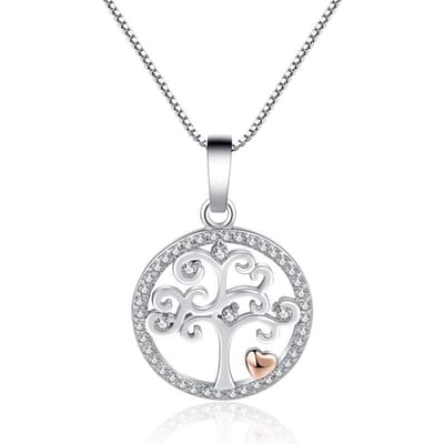 Nieuwe Ketting Liefde Boom des Levens Inleg Diamant Verguld Goud Kleur Behoudend Hanger white