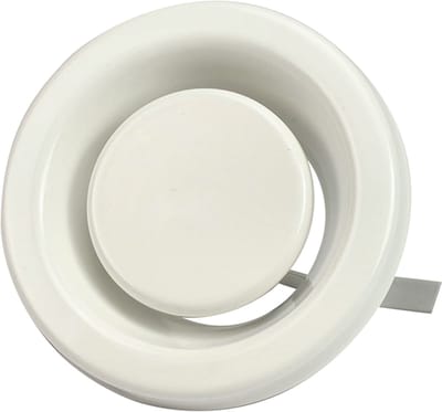 Metalen afvoer ventilatie ventiel met klemveren spierwit RAL9010 Ø 100 mm – EAV-C100