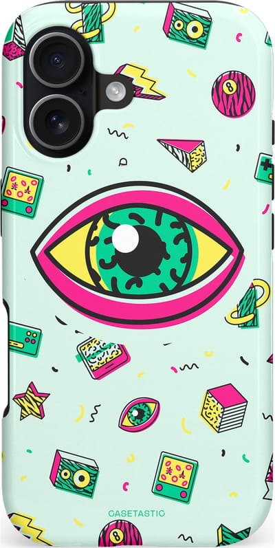 Casetastic hoesje geschikt voor Apple iPhone 17 - MagSafe - Dubbellaagse bescherming - Retro 80s vibes - Fashion Case - Wit Saliegroen Lichtgrijs
