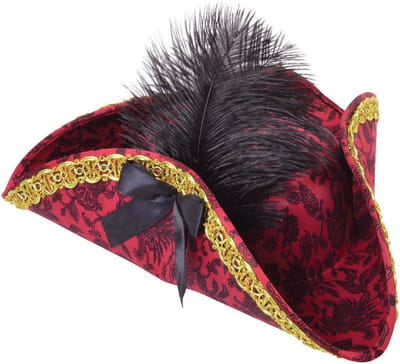 Rubies Carnaval verkleed hoed voor een Piraat - rood/zwart - polyester - dames - piratenhoed