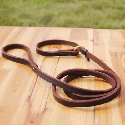 Platte Echt Lederen Slip Hondenhalsband Duurzame Handgestikte Lederen Hondenhalsband Lijn Lederen Huisdier Slipketting Voor Training & Wandelen