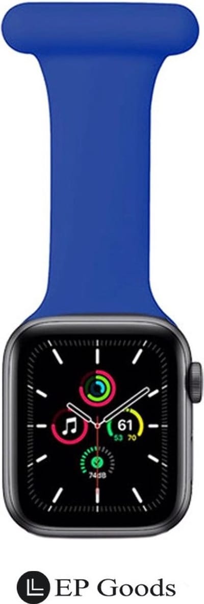 EP Goods - Verpleegkundige band - Zorg Horlogebandje - Hangende Band - Geschikt voor Apple Watch 1/2/3/4/5/6/SE/7/8 - 38/40/41mm - Siliconen - Donkerblauw