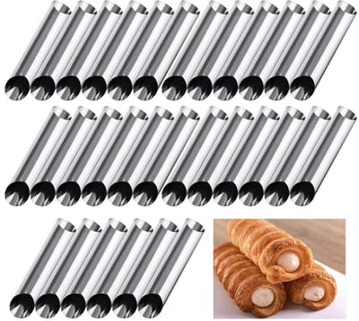 Cosensi - Crepe Tube Mould - 30 Stuks - Perfect voor Bakken - Zilver - Voor Cream Horns - Ideaal voor Bakliefhebbers - Geschikt voor Oven en Va...