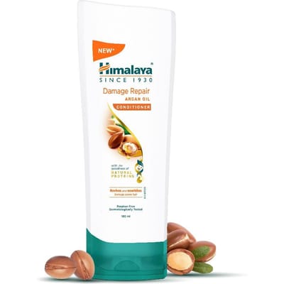 Himalaya Après-shampoing Réparation des Dommages Huile d'Argan 180 ml – Lisse, Nourrit, Fortifie, Hydrate les Cheveux Secs et Frisés pour une Douceur Durable white