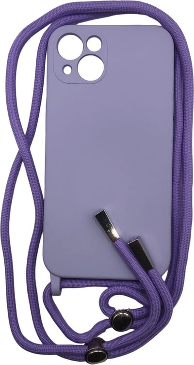 Siliconen Camera/Lens Bescherming Backcover met Koord - Geschikt voor iPhone 13 & 14 - Lila