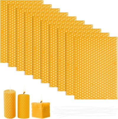 Set van 10 Pure Bijenwasplaten voor Natuurlijke Kaarsen en Creatieve Projecten, 13.2 x 9 cm, Ideaal voor DIY Kaarsen, Ambachten en Decoraties