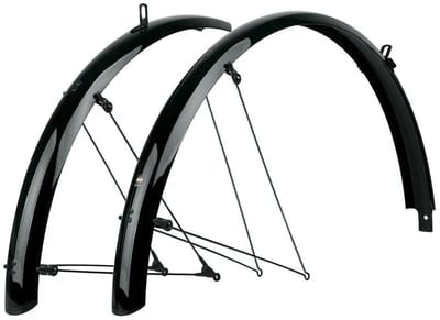 SKS Spatbordenset - Robuuste sandwichconstructie - Veiligheidssysteem - Zwart - 55 mm