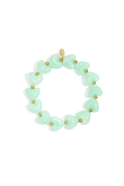 Dazzle My Heart Armband | Lichtgroen | Hartjes Armband | Kralen Armband | Acryl & RVS