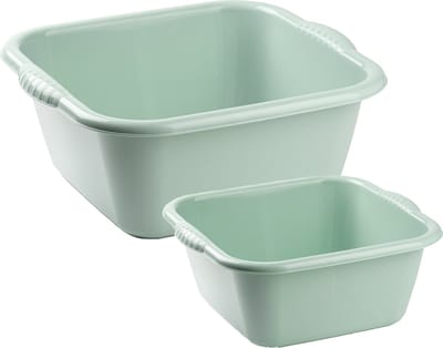 Afwasbak teil - set van 2 formaten - 6 en 15 liter - mint groen - kunststof