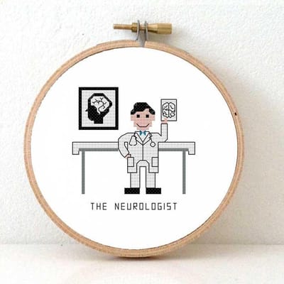 Neuroloog borduurpakket | Borduurpakket voor volwassenen | ziekenhuis project neurologie kado| Borduurpakket inclusief borduurring, DMC borduurgaren, Aida borduurstof, borduurnaald en instructies