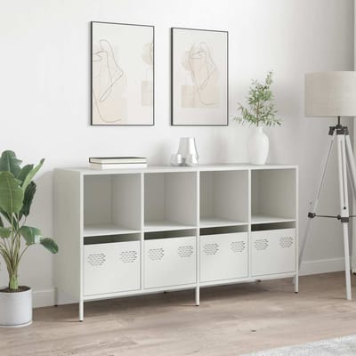 vidaXL - Dressoir - 135x39x73,5 - cm - koudgewalst - staal - wit