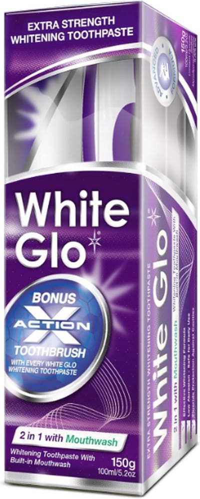White Glo 2in1 Whitening Tandpasta met Mondwater, zwart antraciet