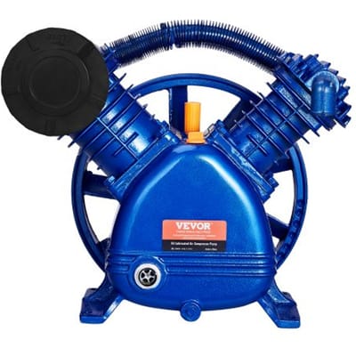 VEVOR Luchtcompressor Pompkop, 5,5 pk, 5,75 CFM bij 90 PSI, Oliegesmeerde Dubbele Cilinder Luchtcompressor Zuigerpompkop, Twee-traps V-Type Gietijzeren Luchtcompressor Pompvervanging met Max. 185 PSI Druk
