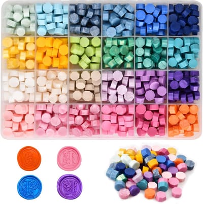 Set van 600 Octagonale Waszegels in 24 Kleuren met Opbergdoos voor Briefen, Trouwaankondigingen en Cadeauverpakkingen