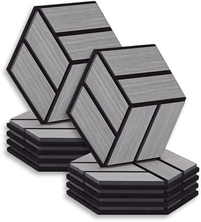 Homestyle4u Akoestisch paneel - 10 stuks - Grijs - Zeshoek