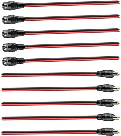 Dailygoody - DC Pigtail Kabels - Power Connectors - Veilig en Betrouwbaar - 5 Paar 5.5x2.1mm - Voor LED Strip - Perfect voor DIY