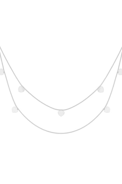 Dubbele Ketting - Hartjes - Zilverkleurig - Kleurvast Stainless Steel - Hartjesketting - Cadeau voor haar