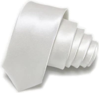 *** Skinny Stropdas - Effen - White Wit- Gala Netjes Gekleed - Diner- Bruiloft - Jubileum- Feestje - van Heble® ***
