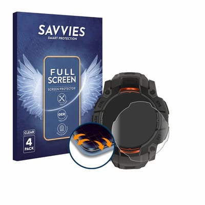 Savvies - Screenprotector voor Garmin Instinct 3 Solar (50 mm) - Folie Beschermfolie transparant volledig dekking 4 Stuks