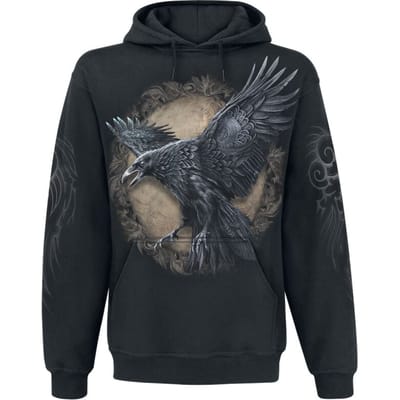 Spiral Trui met capuchon - Raven Wise - S tot XXL - voor Mannen - zwart