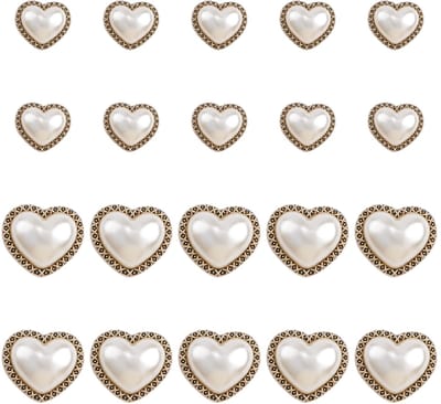 Knopen, gouden retro vintage parel knoppen hart kristal naaien op versieringen voor doe-het-zelf ambachten, 25 mm + 18 mm
