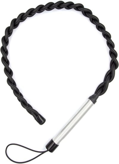 Mister B - Gevlochten Rubberen Single Tail Zweep - Heavy Impact - Zwart