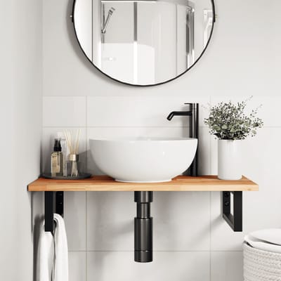 vidaXL - Badkamer - wandschap - staal - en - massief - acaciahout