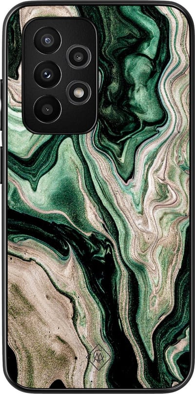 Casimoda® hoesje - Geschikt voor Samsung Galaxy A52 5G - Groen marmer / Marble - Zwart TPU Backcover - Marmer - Groen
