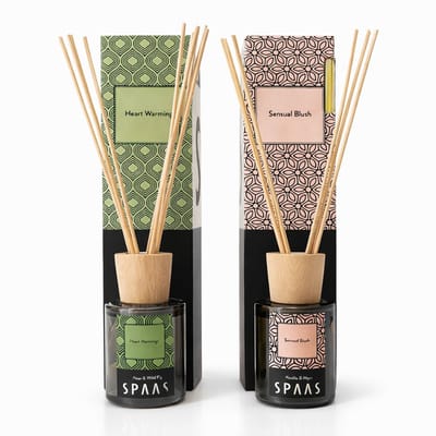 SPAAS Geurstokjes Cadeauset 2x80 ml – Peer & Vijg + Vanille & Myrrh – Geurstokjes Set – Huisparfum – Geurdiffuser – Cadeauset – Woonkamer – Badkamer