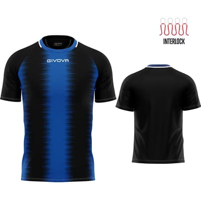 Sport-T-shirt Givova Streep Zwart-koningszwart - M
