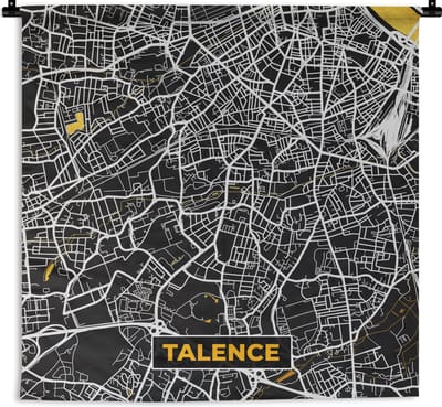 Wandkleed - Wanddoek - Frankrijk – Plattegrond – Talence - Stadskaart - Kaart - 180x180 cm - Wandtapijt