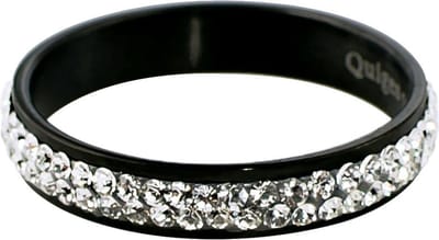 Quiges Stapelring Dames - Vulring Grijs Zirkonia - RVS Zwart - Maat 21 - Hoogte 4mm