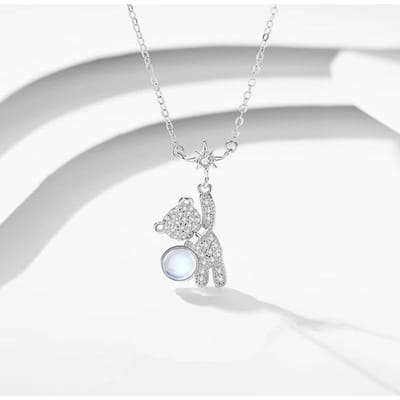 Collier pendentif en argent sterling 925 avec breloque en forme d'étoile et d'ours pour femmes et filles, bijoux de fête, ras du cou, chaînes argenté