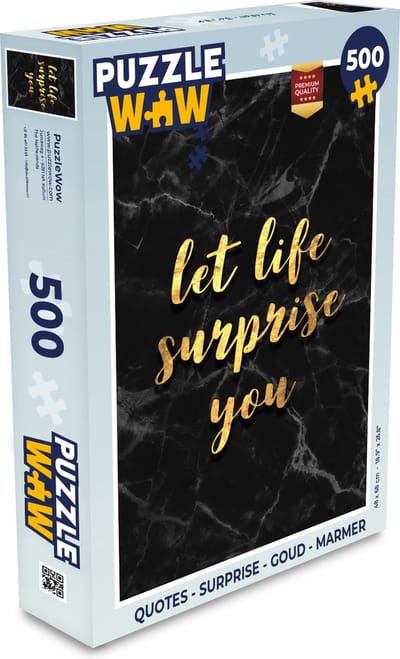 Puzzel Quotes - Surprise - Goud - Marmer print - Legpuzzel - Puzzel 500 stukjes