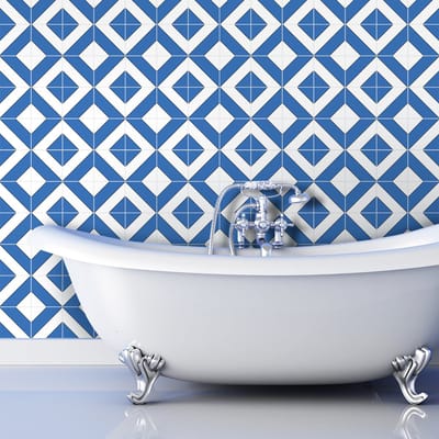 Tegelstickers voor de muur in keuken en badkamer - 30 cementtegelstickers, Azulejos Justino - 30 stickers, 15x15cm
