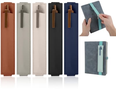 Dailygoods- Penhouder 6 Stuks - Verstelbare Elastische Band - Kleurrijke PU Lederen Pennenzak - Potloodhouder voor Notebooks - Geschikt voor Planners - Afmetingen 16,3 x 3,5 cm