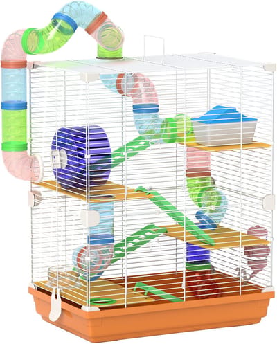 PawHut Hamsterkooi Metaal 46x30x58cm Oranje