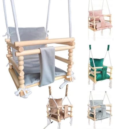 3-in-1 Babyschommel voor Kinderen - Houten Schommelzitje voor Binnen en Buiten