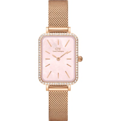 Daniel Wellington DW Watch Quadro Lumine Bezel Melrose Pink MOP 20x26mm Rose Gold