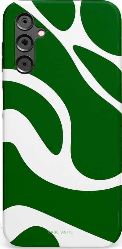 Casetastic Hoesje Geschikt voor Samsung A14 (5G/4G) - Stijlvolle Beschermende Duo-layer Case - Groene Golven