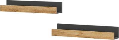 Vicco Tomy Wandplank – 60 x 10 cm Set van 2 Antraciet/gouden eik