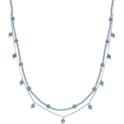 Luxenter Ketting met blauw glas en rhodiumafwerking - Aira