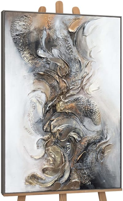 Canvas schilderij groot handgeschilderd abstract met structuur en goudaccenten – YS-Art Gallery – Luxe wanddecoratie voor woonkamer – Modern schilderij voor slaapkamer en kantoor
