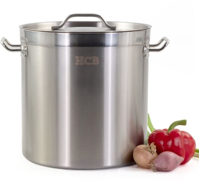HCB® - Professionele Kookpan - 17 liter - Inductie - Gas - Electrisch - Grote RVS / INOX pan - Soeppan - Horeca pannen - Kookpot - Ø28.5 cm x H29 cm - 3.6 kg - 7293
