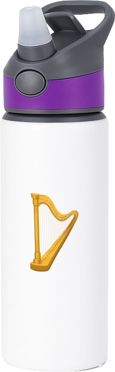 Hacebo® - Harp waterfles met rietje paars - Muziek - Muzikanten - Instrument - snaarinstrument - muzikanten - water fles - 650ML