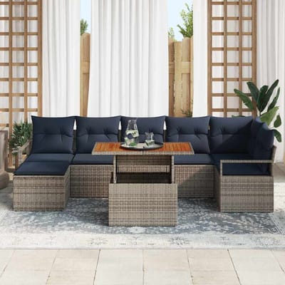 vidaXL - Tuinbank - Set - 8 - st - Grijs - poly - rattan