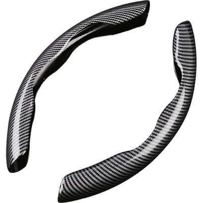 Housse de Volant en Fibre de Carbone Ajustement Ultra-Fin Résistante à l'Usure Protecteur de Volant Universel pour la Plupart des Voitures noir