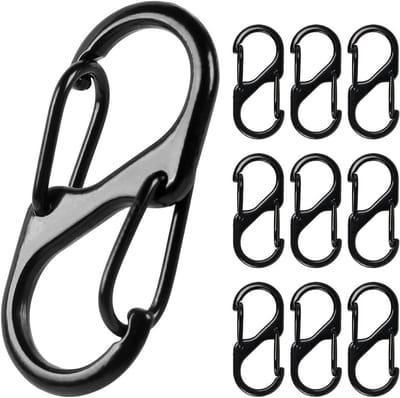 Set van 10 Mini Carabiners, Metalen Haakjes met Dubbele Opening, Ideaal voor Outdoor, Camping en Sleutelhangers, 31 mm Grootte